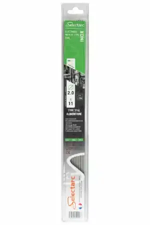Baguettes soudure inox 316L 1.6mm lot de 14 - longueur 250mm Selectarc Satisfait Ou Remboursé