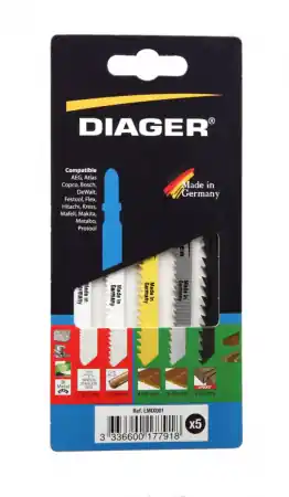 Assortiment 5 Lames de Scie sauteuse bois metal DIAGER Réduction