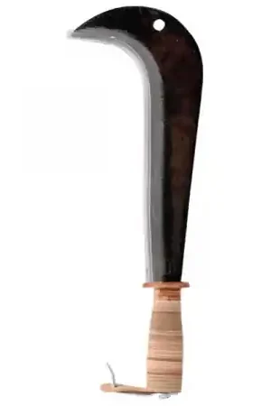 Prix Réduit Serpe italienne - 28 cm Manche bois revêtement cuir Leborgne
