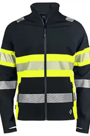 Imperméable en softshell, noir et jaune fluo Homme, Taille L PRO JOB Dernier Modèle