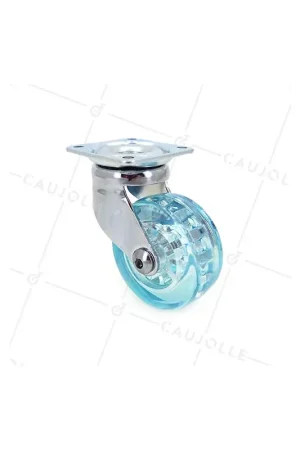 Affaire À Saisir ROULETTE DESIGN TRANSPARENTE BLEUE DIAMÈTRE 50 MM CHARGE 35 KG - CRYSTALB50P