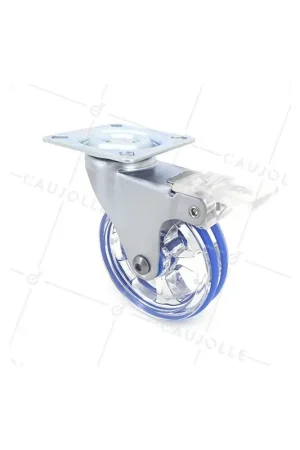 Top Vente ROULETTE DESIGN À FREIN TRANSPARENTE BLEUE DIAMÈTRE 75 MM CHARGE 50 KG - CRYSTAL B75 PAF