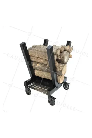 Soldes CHARIOT PORTE BÛCHES DESIGN NOIR