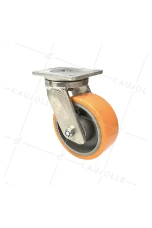 Acheter Direct ROULETTE PIVOTANTE EN FONTE POLYURÉTHANE DIAMÈTRE 200 MM CHARGE 1400 KG - STEC 200PIV