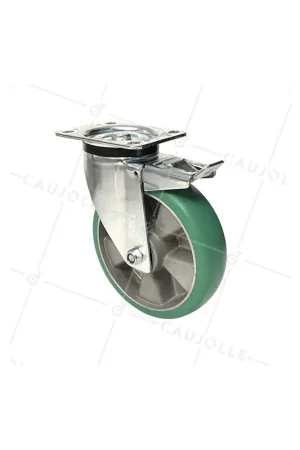 Achat Immédiat ROULETTE PIVOTANTE A FREIN EN POLYURÉTHANE SUPER ÉLASTIQUE PREMIUM DIAMÈTRE 200MM CHARGE 500KG - S76V200PAF