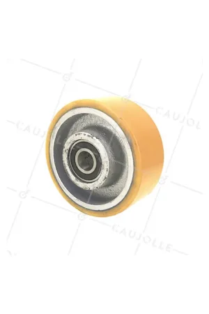 Authentique ROUE INDUSTRIELLE EN FONTE ET POLYURÉTHANE DIAMÈTRE 125MM CHARGE 500KG AXE 20 MM - SFPU125