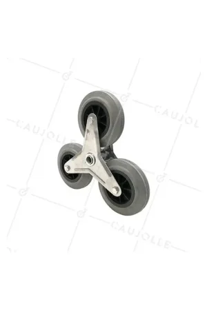 Achetez Aujourd'hui SUPPORT 3 ROUES EN CAOUTCHOUC NON TACHANT POUR DIABLE ESCALIER CHARGE 200 KG AXE 20 MM BILLES