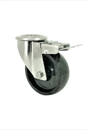 Achat Immédiat ROULETTE INOX HAUTE TEMPERATURE A OEIL A FREIN POUR FOUR DIAMÈTRE 100 MM CHARGE 150 KG À FIXATION DE 12 MM