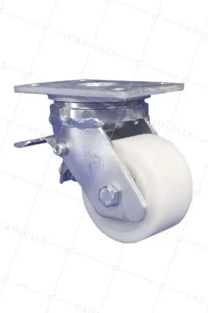 Vente Directe ROULETTE PIVOTANTE A FREIN EN NYLON DIAMÈTRE 100 MM CHARGE 1200 KG - STEC NYLON 100P A FREIN