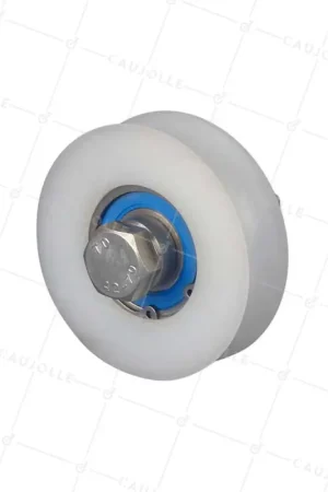 Affaire À Saisir ROUE DE PORTAIL COULISSANT EN INOX ET NYLON ANTIBRUIT DIAMETRE 90 MM POUR RAIL ROND DE 20 MM CHARGE 600 KG AXE 16 MM