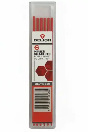 Commander Maintenant ETUI 6 MINES ROUGE POUR CRAYON DE CHANTIER DELION
