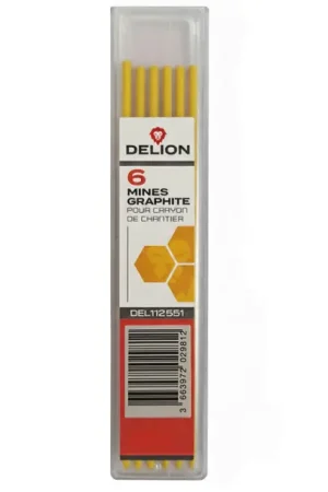 Soldes ETUI 6 MINES JAUNE POUR CRAYON DE CHANTIER DELION