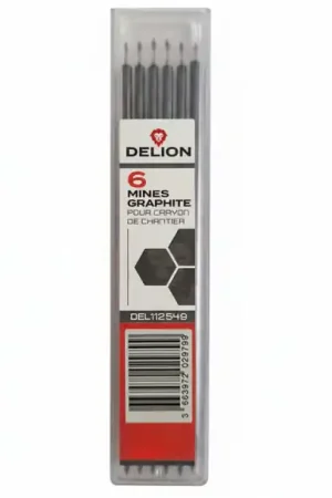 Usine Directe ETUI 6 MINES GRAPHITE POUR CRAYON DE CHANTIER DELION