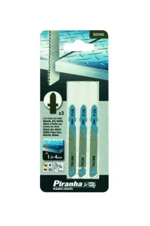 Promotion Kit 3 Lames HSS de 13 à 30mm. Coupe droite pour métal pour scie sauteuse (fixation Bosch) Piranha X22163