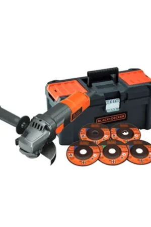 Bon Marché Meuleuse d'angle 900W 125mm + 5 disques + boîte à outils Black+Decker BEG220KA5-QS