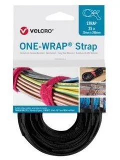 Attaches de câble réutilisables en blister 25 unités ONE-WRAP Velcro 20 mm x 200 mm Satisfait Ou Remboursé