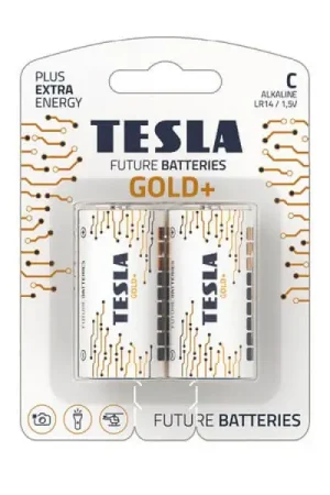 Certifié Blister de 2 piles Tesla C GOLD+ LR14