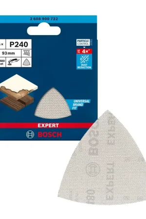 Achat Immédiat Maille de ponçage EXPERT M480 pour ponceuses delta 93mm 240g 5 unités Bosch