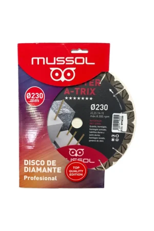 Vente Directe Disque diamanté Mussol TWISTER A-TRIX 230 mm pour matériaux très durs