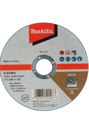 Boîte de 10 disques à tronçonner Makita D-65953-10 de 115 mm en acier inoxydable Pas Cher