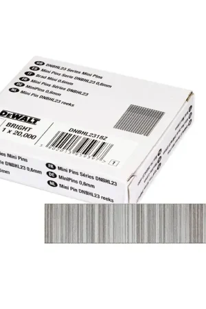 Boîte de 20 000 mini-clous sans tête pour cloueuse de finition Dewalt DNBHL2318Z (0,6 mm x 18 mm) Commande En Gros