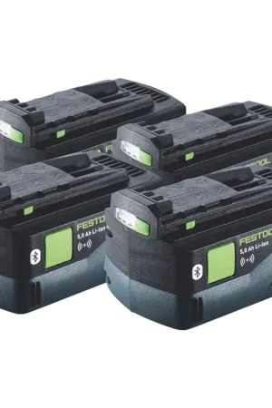 Commander Vite Festool Kit batterie 4x BP 18 Li 5,0 ASI Batterie 18 V 5,0 Ah / 5000 mAh Li-Ion ( 4x 577660 ) Bluetooth avec indicateur de charge