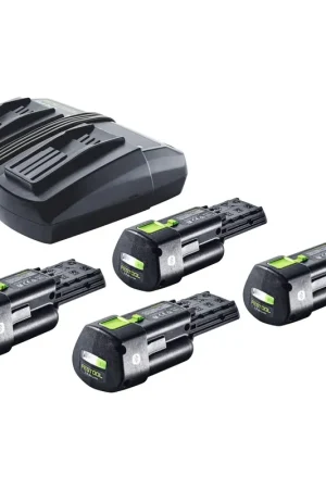 Certifié Festool Energie Set 4x BP 18 Li 3,0 Ergo I Batterie 18 V 3,0 Ah / 3000 mAh Li-Ion ( 4x 577704 ) + TCL 6 DUO chargeur double ( 577017 )