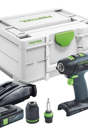 Festool T 18+3 Basic Perceuse-visseuse sans fil 18 V 50 Nm Brushless + 1x batterie 3,0 Ah + chargeur + Systainer Usine Directe