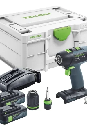 Festool T 18+3 Basic Perceuse-visseuse sans fil 18 V 50 Nm Brushless + 2x batterie 3,0 Ah + chargeur + Systainer Must-Have