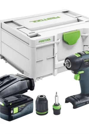 Expédition Rapide Festool T 18+3 Basic Perceuse-visseuse sans fil 18 V 50 Nm Brushless + 1x batterie 5,0 Ah + chargeur + Systainer