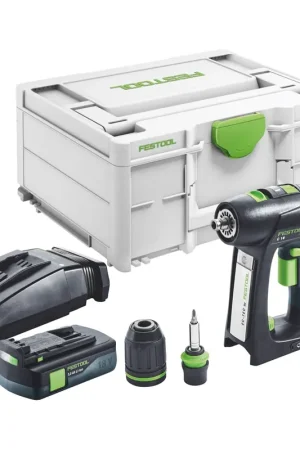 Réduction Festool C 18-Basic Perceuse-visseuse sans fil 18 V 45 Nm Brushless + 1x batterie 3,0 Ah + chargeur + Systainer