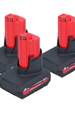 Milwaukee Batterie Set 3x M12 HB5 High Output 12 V 5,0 Ah / 5000 mAh Li-Ion Batterie ( 3x 4932480165 ) Offre Limitée