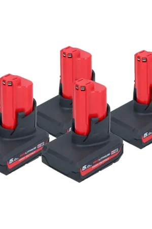 Milwaukee Batterie Set 4x M12 HB5 High Output 12 V 5,0 Ah / 5000 mAh Li-Ion Batterie ( 4x 4932480165 ) Expédié Aujourd'hui