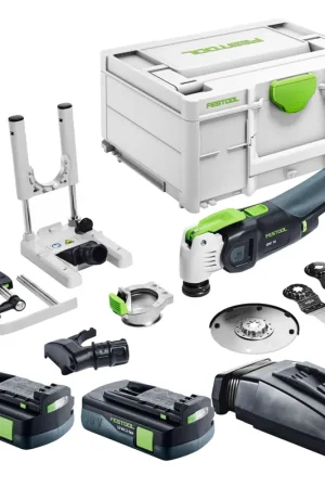 Marque Festool VECTURO OSC 18 E-Basic Set Oscillateur sans fil 18 V Starlock Max Brushless + 2x batterie 3,0 Ah + chargeur + 7 pces. d'accessoires + Systainer