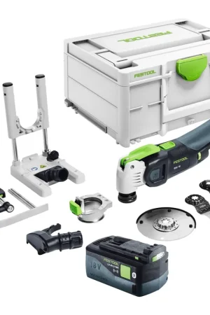 Festool VECTURO OSC 18 E-Basic Set Oscillateur sans fil 18 V Starlock Max Brushless + 1x batterie 5,0 Ah + 7 pces. set d'accessoires + Systainer - sans chargeur Prix Cassé