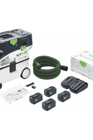 Festool CTMC MIDI I-Plus Aspirateur sans fil mobile 36 V ( 2x 18 V ) Classe de poussière M ( 577672 ) + 4x batterie 5,0 Ah + chargeur double + Systainer Haute Qualité