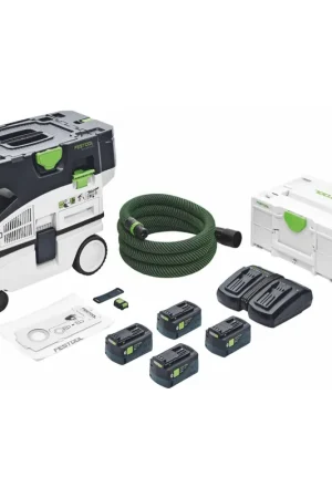 Festool CTLC MINI I-Plus Aspirateur sans fil mobile 36 V ( 2x 18 V ) classe de poussière L ( 577670 ) + 4x batterie 5,0 Ah + chargeur double + Systainer Paiement Sécurisé