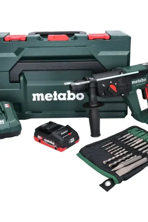 Vente Flash Metabo KH 18 LTX 24 Marteau perforateur burineur sans fil 18 V 2,1 J SDS plus + 1x batterie 4,0 Ah + chargeur + 10 pcs. Set de forets et de burins + metaBOX