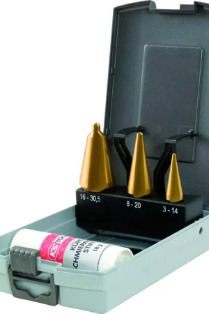 KS TOOLS Coffret de forets aléseurs coniques HSS TiN, en box PVC, 4 pcs ( 336.0553 ) Authentique