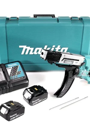 Bon Marché Makita DFR 750 RME tournevis à chargeur de batterie 18 V 45-75mm + 2x batteries 4,0Ah + chargeur + mallette
