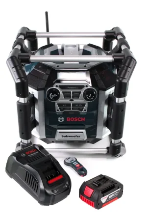 Bosch GML 50 chargeur radio de batterie radio de chantier 18V 50W IP54 + 1x batterie 3,0Ah + chargeur Offre Limitée