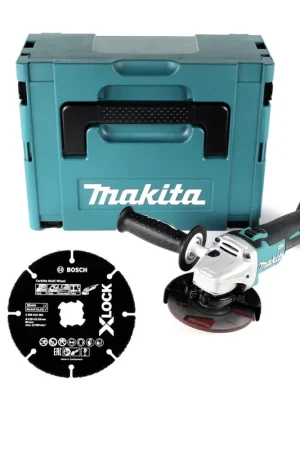 Meuleuse d'angle sur batterie Makita DGA 511 ZJ 18 V 125 mm brushless + disque à tronçonner + Makpac - sans batterie, sans chargeur Prix Cassé