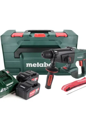 Marteau combiné à batterie Metabo KHA 18 LTX 18V 2,2J SDS Plus + 2x batterie 5,2 Ah + chargeur + métaBOX Commander Maintenant