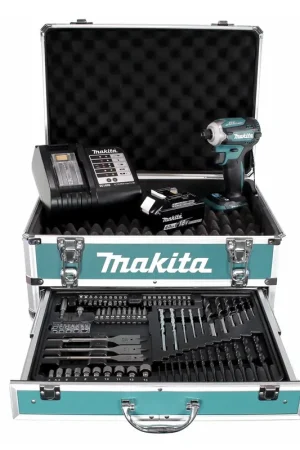 Acheter En Ligne Makita DTD 171 SMX4 clé à chocs sans fil 18 V 180 Nm 1/4" sans balais + 1 batterie 4,0 Ah + chargeur + jeu de 70 forets + mallette
