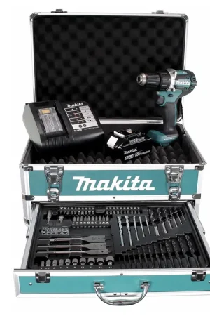 Makita DDF 484 SGX4 Clé à choc sans fil 18V 54Nm Brushless + 1x batterie 6,0Ah + chargeur + 70tlg. Jeu de forets à embouts + Coffret Vente Flash