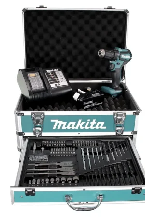 Jusqu'à Épuisement Des Stocks Makita DDF 483 SFX4 perceuse-visseuse sans fil 18 V 40 Nm sans balais + 1x batterie 3,0 Ah + chargeur + 70 pièces. Coffret forets + coffret