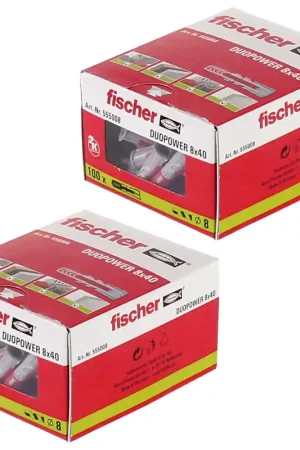 Achetez Aujourd'hui Cheville à expansion Fischer DUOPOWER 8x40mm 200 pièces (2x 555008)