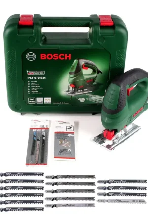 Vente Flash Bosch PST 670 (CT) Scie sauteuse DIY 500 W + 18x lames de scie sauteuse + coffret