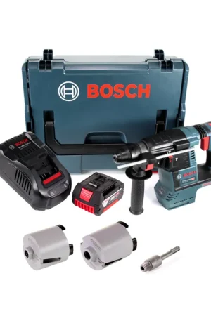 Marteau perforateur sur batterie Bosch GBH 18V-26 18V 2,6J SDS plus brushless + 1x batterie 5,0Ah + chargeur + accessoires couronnes de douilles + L-Boxx Vente Flash