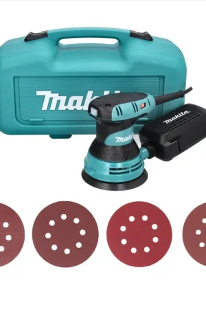 Produit De Marque Ponceuse excentrique Makita BO 5031 K 300 W + coffret + papier de verre Velcro (paquet de 200)
